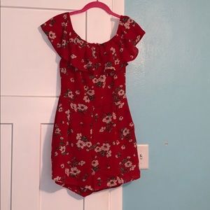 Red flower romper